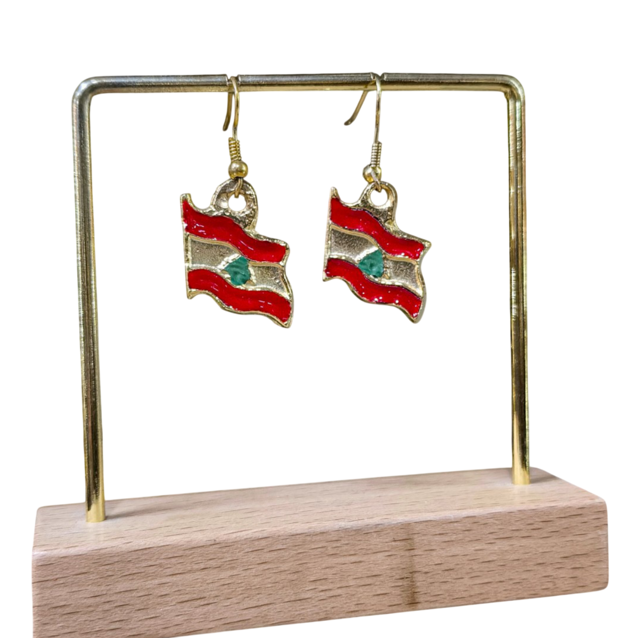 1000286126-Photoroom Title: Lebanese Flag Earrings – Handmade in Lebanon, 21K Gold Plated Brass 🇱🇧 - Image 1