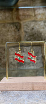 Title: Lebanese Flag Earrings – Handmade in Lebanon, 21K Gold Plated Brass 🇱🇧 - Image 2