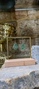 Lebanese Cedar Earrings – Handmade in Lebanon, Nickel Plated Yellow Brass 🇱🇧 - Image 2